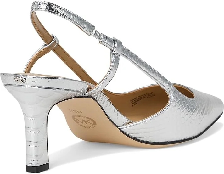 MICHAEL Michael Kors Alora Mid Sling High Women's Heels Silver : 9 M, Synthetic - Image 4