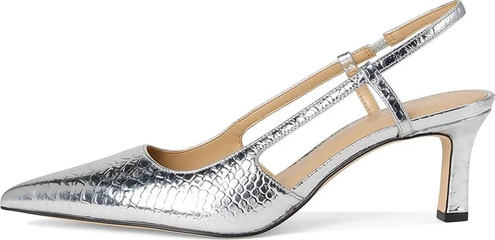 MICHAEL Michael Kors Alora Mid Sling High Women's Heels Silver : 9 M, Synthetic - Image 6