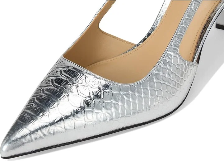 MICHAEL Michael Kors Alora Mid Sling High Women's Heels Silver : 9 M, Synthetic - Image 7