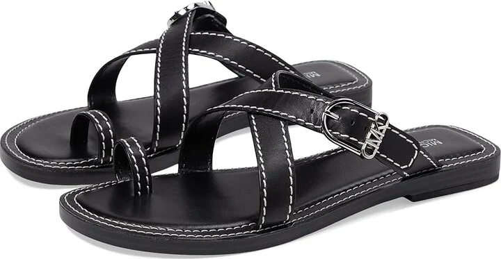 MICHAEL Michael Kors Ashton Flat Thong Women's Sandals Black : 7 M, Leather/Rubber