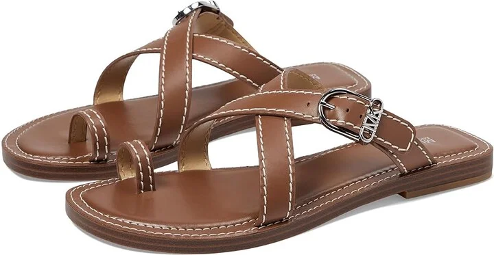 MICHAEL Michael Kors Ashton Flat Thong Women's Sandals Luggage : 7 M, Leather/Rubber