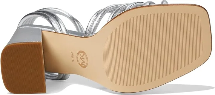 MICHAEL Michael Kors Astra Sandal Women's Sandals Silver : 8.5 M, Leather/Rubber - Image 3
