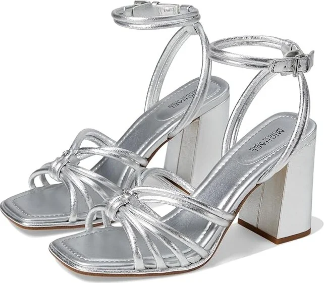 MICHAEL Michael Kors Astra Sandal Women's Sandals Silver : 8.5 M, Leather/Rubber