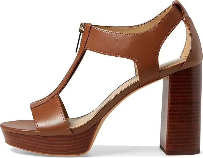 MICHAEL Michael Kors Berkley Mid Sandal Women's Sandals Luggage : 8 M, Leather - Image 5