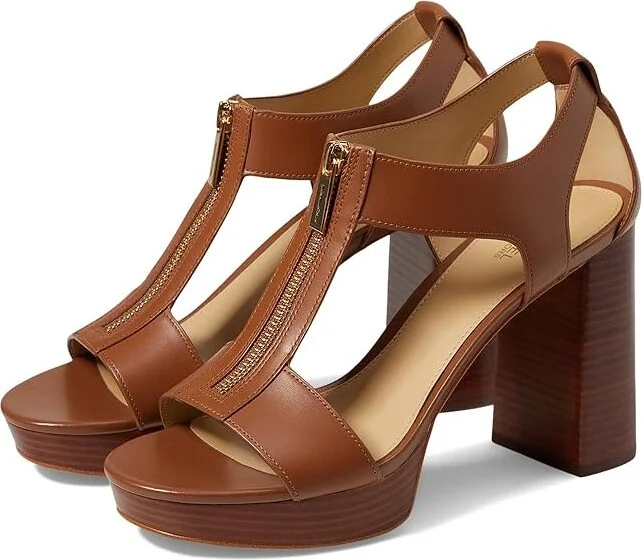 MICHAEL Michael Kors Berkley Mid Sandal Women's Sandals Luggage : 8 M, Leather