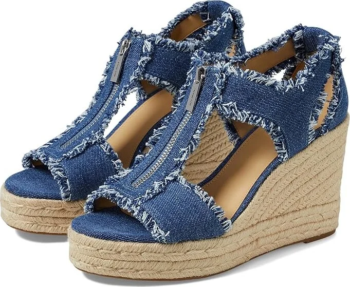 MICHAEL Michael Kors Berkley Mid Wedge Women's Shoes Denim : 5.5 M, Synthetic
