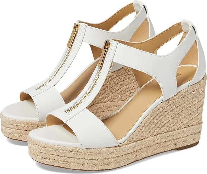 MICHAEL Michael Kors Berkley Mid Wedge Women's Shoes Optic White 1 : 6.5 M, Synthetic