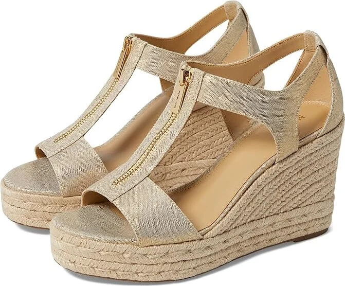 MICHAEL Michael Kors Berkley Mid Wedge Women's Shoes Pale Gold 1 : 9 M, Synthetic