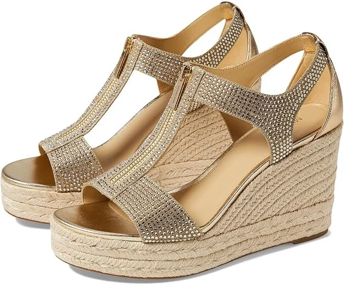 MICHAEL Michael Kors Berkley Mid Wedge Women's Shoes Pale Gold : 10 M, Synthetic