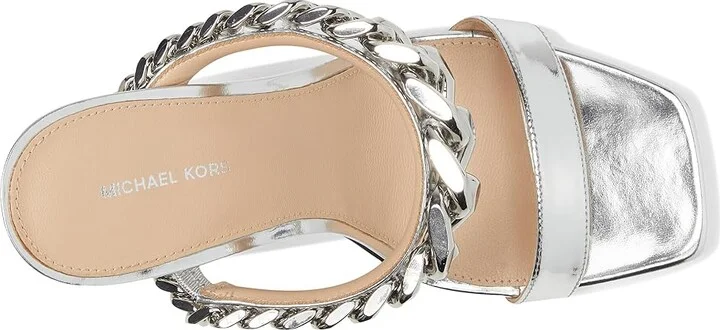 MICHAEL Michael Kors Bianca High Sandal Women's Sandals Silver : 6.5 M, Leather - Image 2
