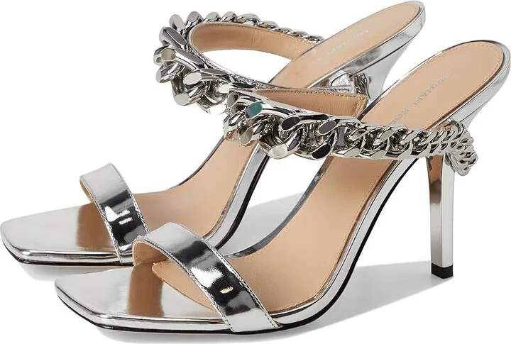 MICHAEL Michael Kors Bianca High Sandal Women's Sandals Silver : 6.5 M, Leather
