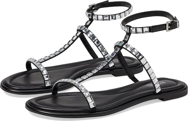 MICHAEL Michael Kors Celia Flat Sandal Women's Shoes Black : 7 M, Synthetic/Textile