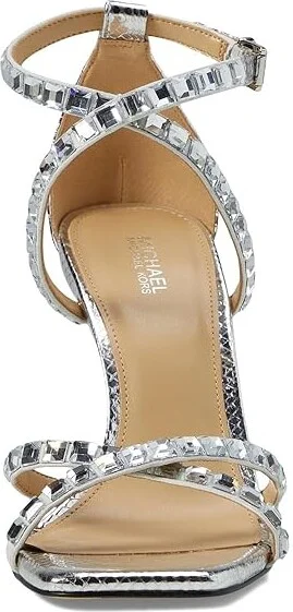 MICHAEL Michael Kors Celia Strappy Sandal Women's Shoes Silver : 7.5 M, Leather - Image 2