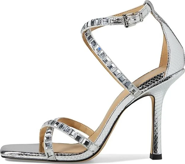 MICHAEL Michael Kors Celia Strappy Sandal Women's Shoes Silver : 7.5 M, Leather - Image 5