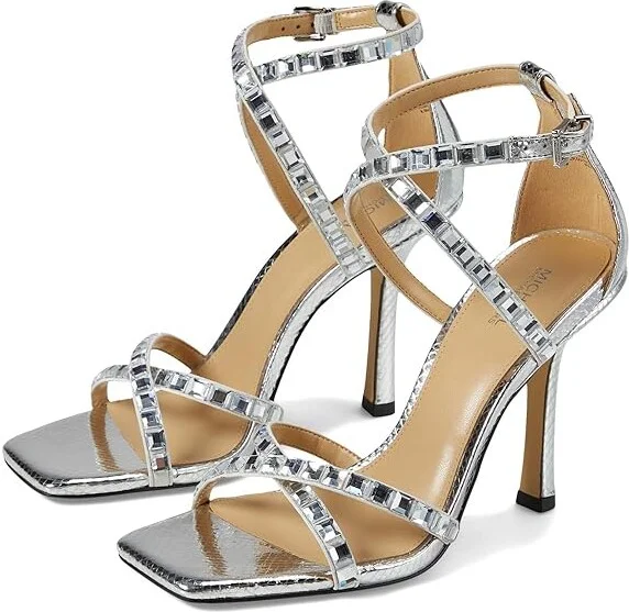 MICHAEL Michael Kors Celia Strappy Sandal Women's Shoes Silver : 7.5 M, Leather