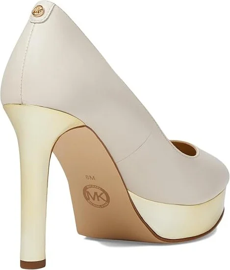 MICHAEL Michael Kors Chantal Platform Pump Women's Shoes Light Cream : 10 M, Leather - Image 4