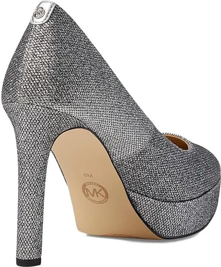 MICHAEL Michael Kors Chantal Platform Pump Women's Shoes Silver 1 : 6 M, Leather - Image 4