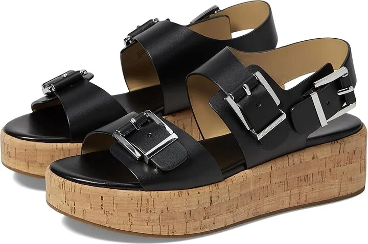 MICHAEL Michael Kors Colby Flatform Sandal Women's Sandals Black : 6.5 M, Leather