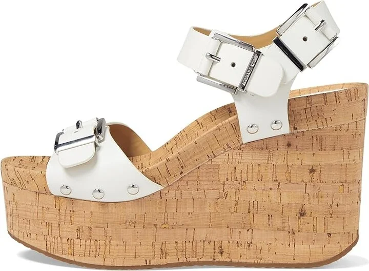 MICHAEL Michael Kors Colby Wedge Women's Sandals Optic White : 10 M, Leather - Image 5