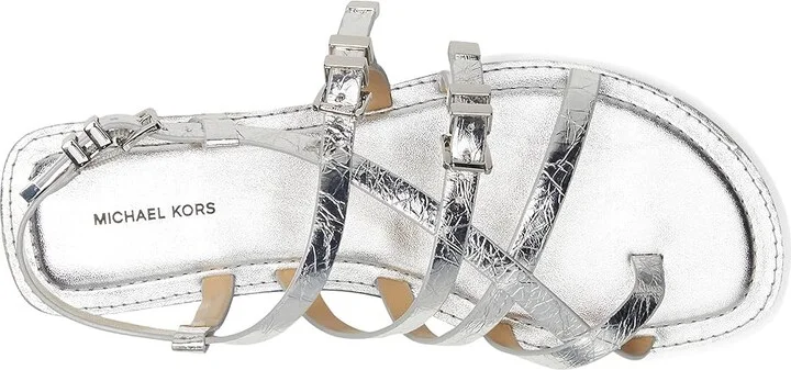 MICHAEL Michael Kors Darrington Flat Sandal Women's Sandals Silver : 7.5 M, Leather - Image 2