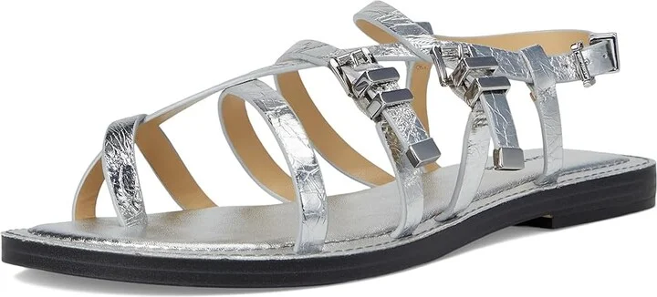 MICHAEL Michael Kors Darrington Flat Sandal Women's Sandals Silver : 7.5 M, Leather - Image 5