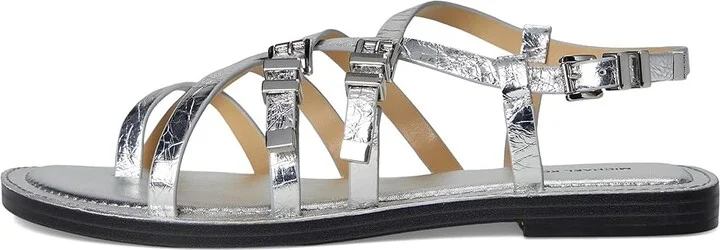 MICHAEL Michael Kors Darrington Flat Sandal Women's Sandals Silver : 7.5 M, Leather - Image 6