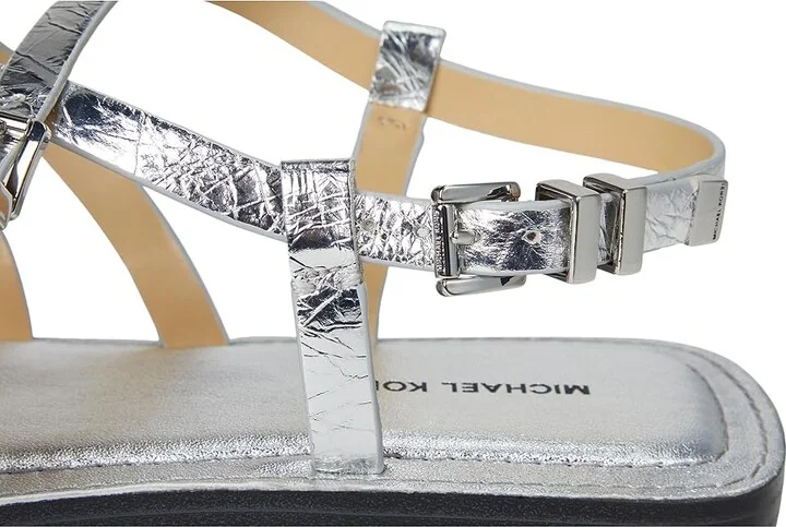 MICHAEL Michael Kors Darrington Flat Sandal Women's Sandals Silver : 7.5 M, Leather - Image 7