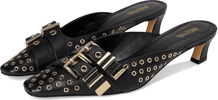MICHAEL Michael Kors Darrington Kitten Mule High Women's Heels Black 2 : 7 M, Leather/Rubber