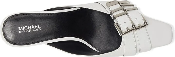 MICHAEL Michael Kors Darrington Kitten Mule High Women's Heels Optic White : 7.5 M, Leather/Rubber - Image 2