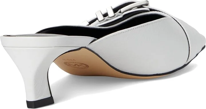 MICHAEL Michael Kors Darrington Kitten Mule High Women's Heels Optic White : 7.5 M, Leather/Rubber - Image 4