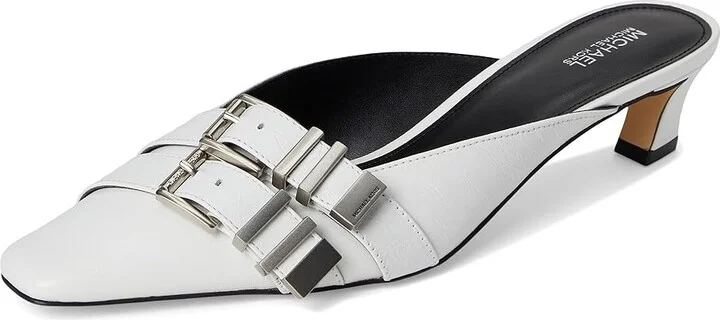 MICHAEL Michael Kors Darrington Kitten Mule High Women's Heels Optic White : 7.5 M, Leather/Rubber - Image 5