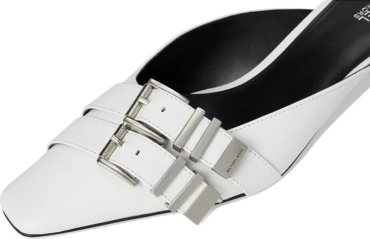 MICHAEL Michael Kors Darrington Kitten Mule High Women's Heels Optic White : 7.5 M, Leather/Rubber - Image 7
