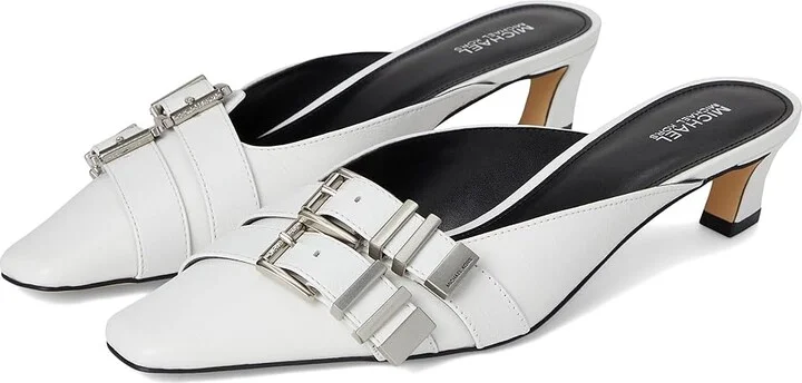 MICHAEL Michael Kors Darrington Kitten Mule High Women's Heels Optic White : 7.5 M, Leather/Rubber