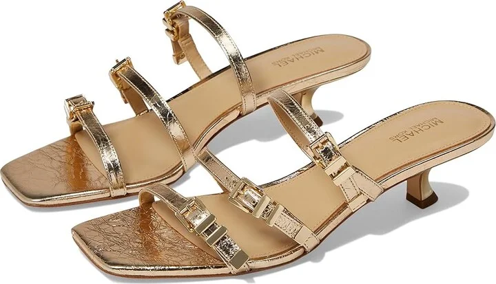 MICHAEL Michael Kors Darrington Kitten Sandals Women's Sandals Pale Gold : 7.5 M, Leather