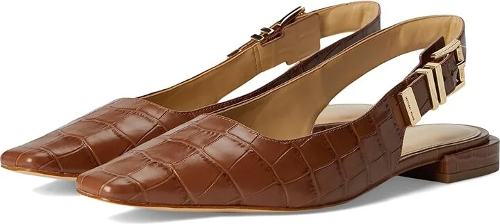 MICHAEL Michael Kors Darrington Sling Flat High Women's Heels Chestnut : 6 M, Faux Leather