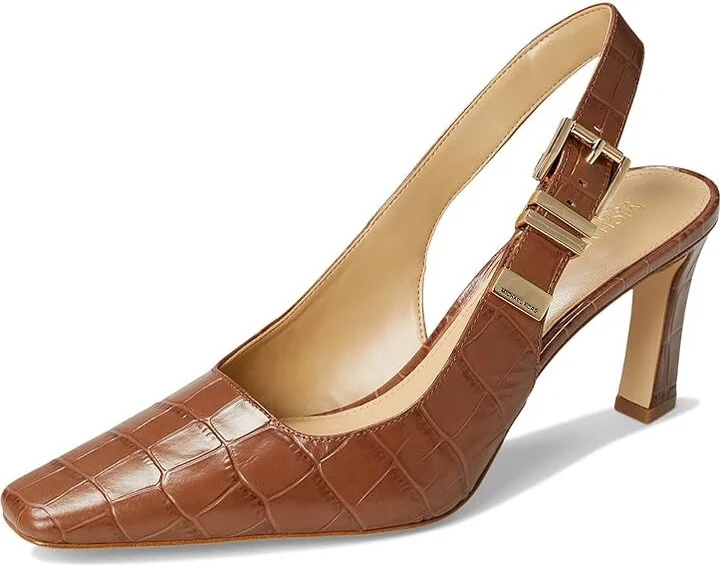 MICHAEL Michael Kors Darrington Sling Pump High Women's Heels Chestnut : 6 M, Leather/Rubber - Image 5