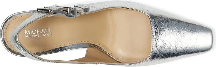 MICHAEL Michael Kors Darrington Sling Pump High Women's Heels Silver : 7.5 M, Leather/Rubber - Image 2