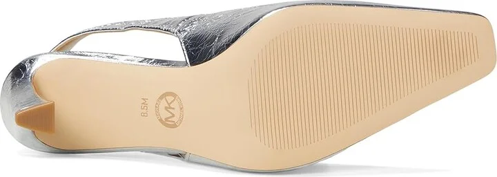 MICHAEL Michael Kors Darrington Sling Pump High Women's Heels Silver : 7.5 M, Leather/Rubber - Image 3