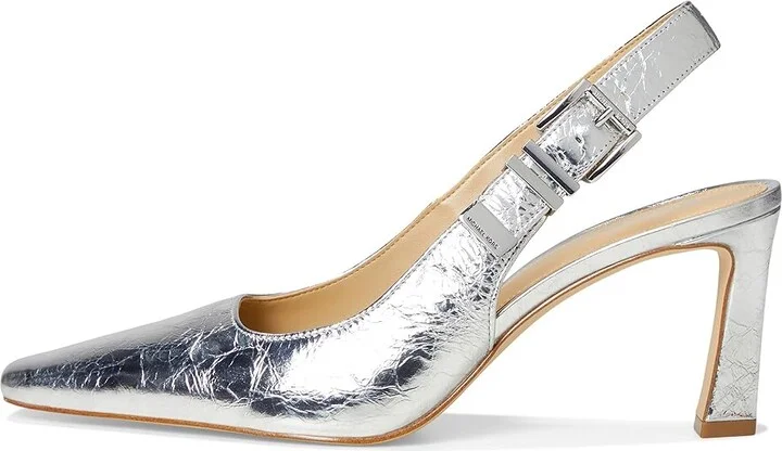 MICHAEL Michael Kors Darrington Sling Pump High Women's Heels Silver : 7.5 M, Leather/Rubber - Image 6