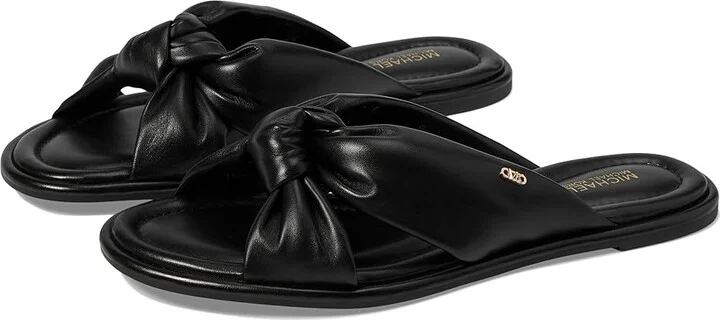 MICHAEL Michael Kors Elena Flat Slide Women's Sandals Black : 7.5 M, Leather/Rubber