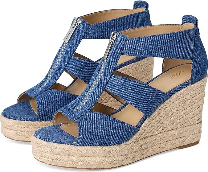 MICHAEL Michael Kors Etta Wedge Women's Wedge Shoes Denim : 8 M