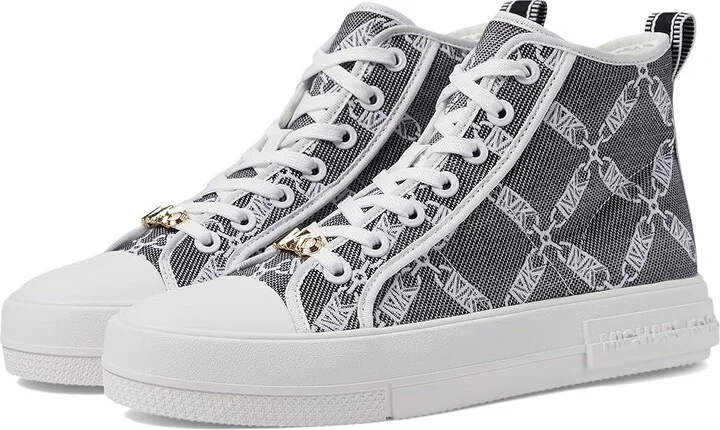 MICHAEL Michael Kors Evy High Top Women's Shoes Black/Optic White : 7.5 M, Synthetic