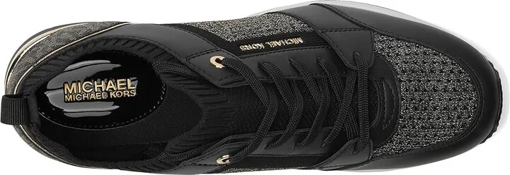 MICHAEL Michael Kors Georgie Knit Trainer Women's Shoes Black/Gold : 10 M, Leather - Image 2