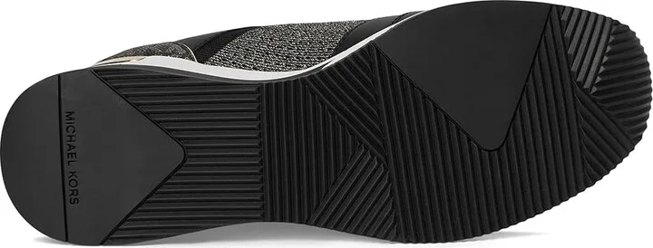 MICHAEL Michael Kors Georgie Knit Trainer Women's Shoes Black/Gold : 10 M, Leather - Image 3