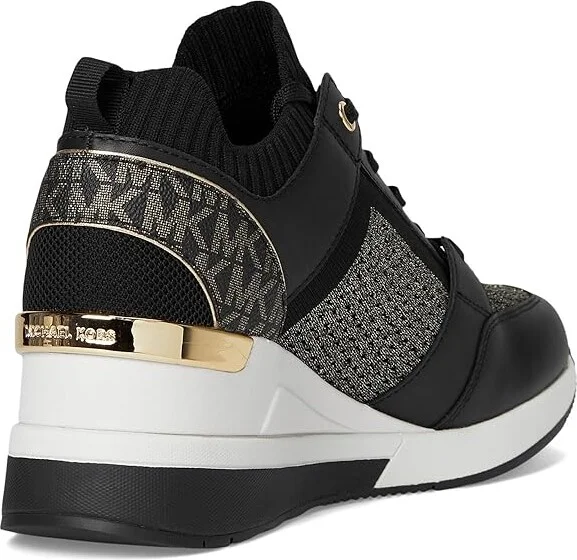 MICHAEL Michael Kors Georgie Knit Trainer Women's Shoes Black/Gold : 10 M, Leather - Image 4
