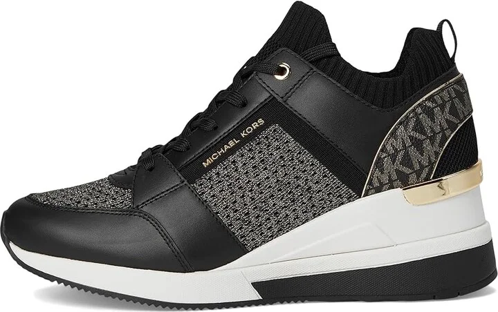 MICHAEL Michael Kors Georgie Knit Trainer Women's Shoes Black/Gold : 10 M, Leather - Image 6