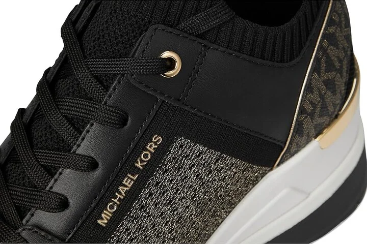MICHAEL Michael Kors Georgie Knit Trainer Women's Shoes Black/Gold : 10 M, Leather - Image 7