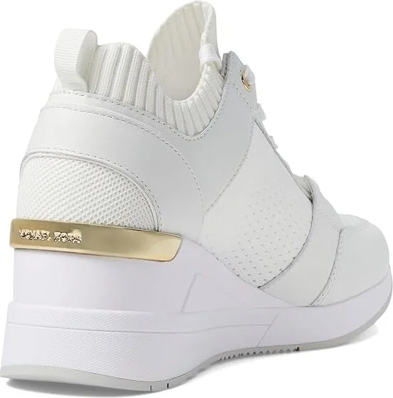 MICHAEL Michael Kors Georgie Knit Trainer Women's Shoes Optic White : 9 M, Leather - Image 4