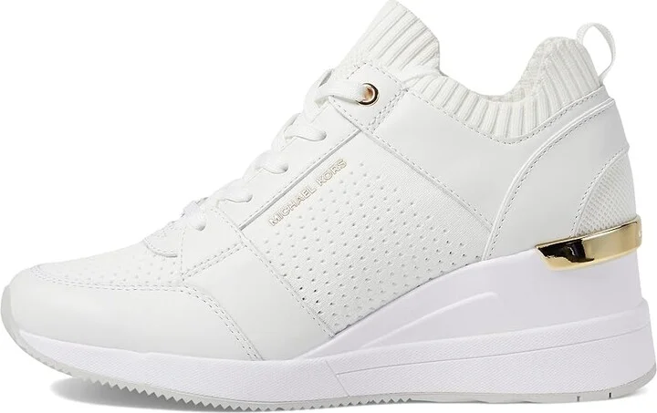 MICHAEL Michael Kors Georgie Knit Trainer Women's Shoes Optic White : 9 M, Leather - Image 6