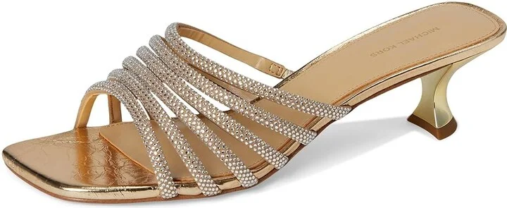 MICHAEL Michael Kors Haisley Kitten Sandals Women's Sandals Pale Gold : 8.5 M, Leather - Image 5